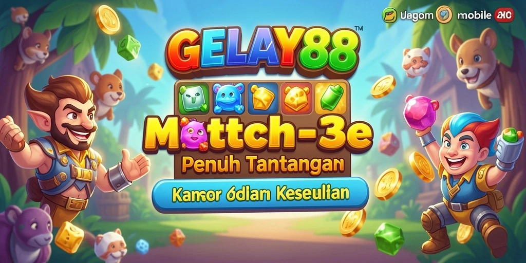 Screenshot gameplay GELAY88 menunjukkan berbagai kombinasi permata Match-3.