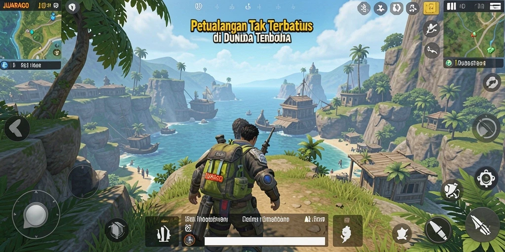 Screenshot JUARAGO menampilkan pemain menjelajahi dunia terbuka yang luas.