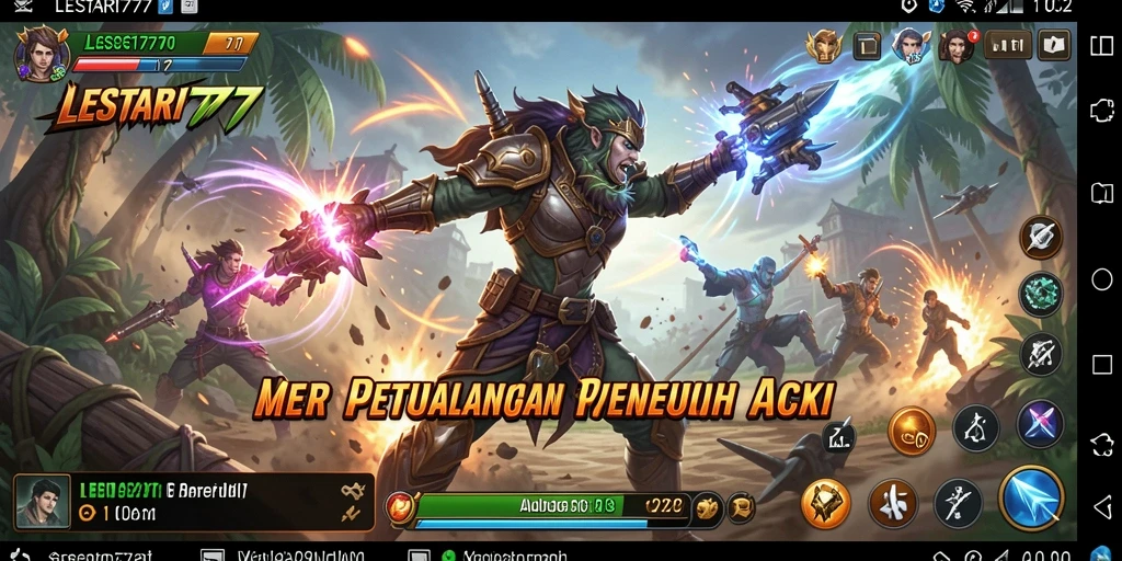 Gameplay LESTARI777 menampilkan pertempuran aksi yang mendebarkan.