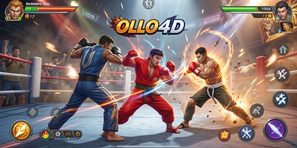 Screenshot gameplay OLLO4D menampilkan pertarungan seru dengan karakter yang dinamis.